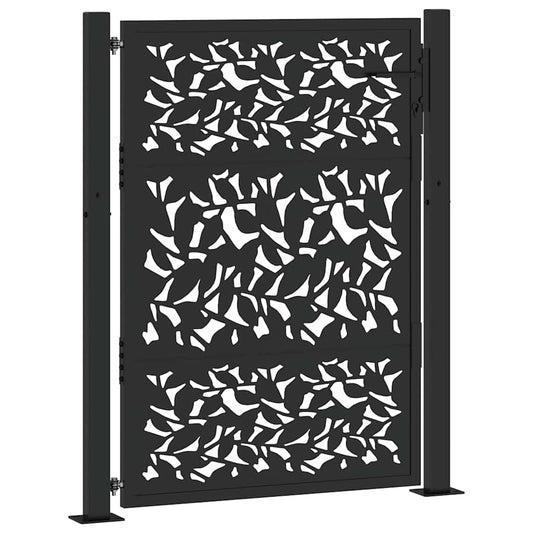 Gartentor Schwarz 105 x 130 cm Stahlblatt-Design