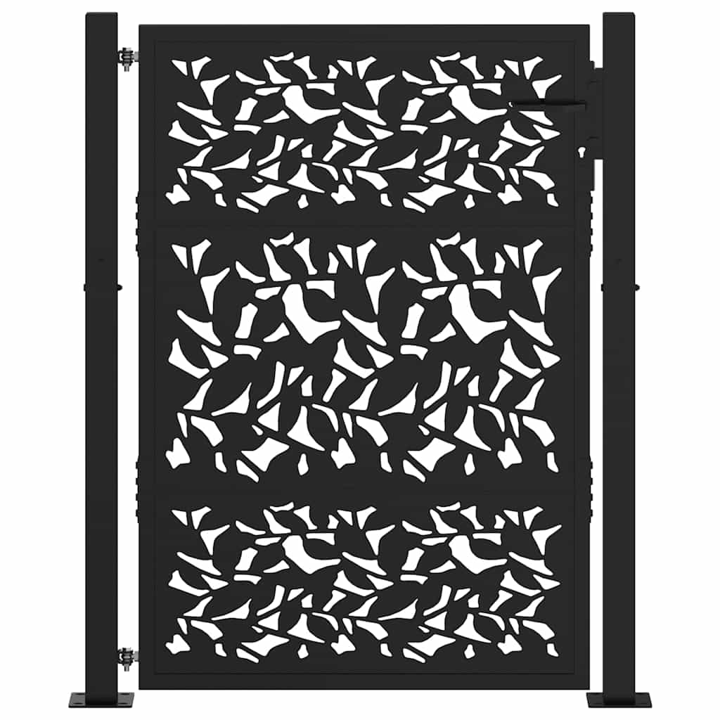 Gartentor Schwarz 105 x 130 cm Stahlblatt-Design