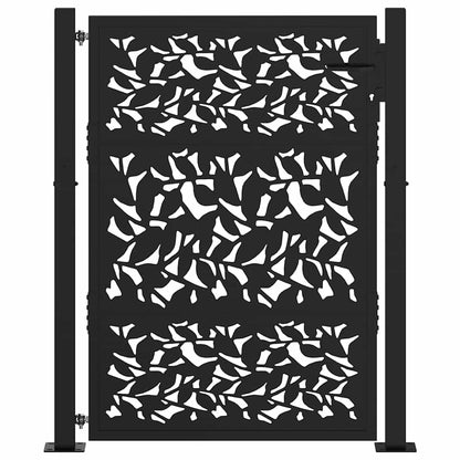 Gartentor Schwarz 105 x 130 cm Stahlblatt-Design