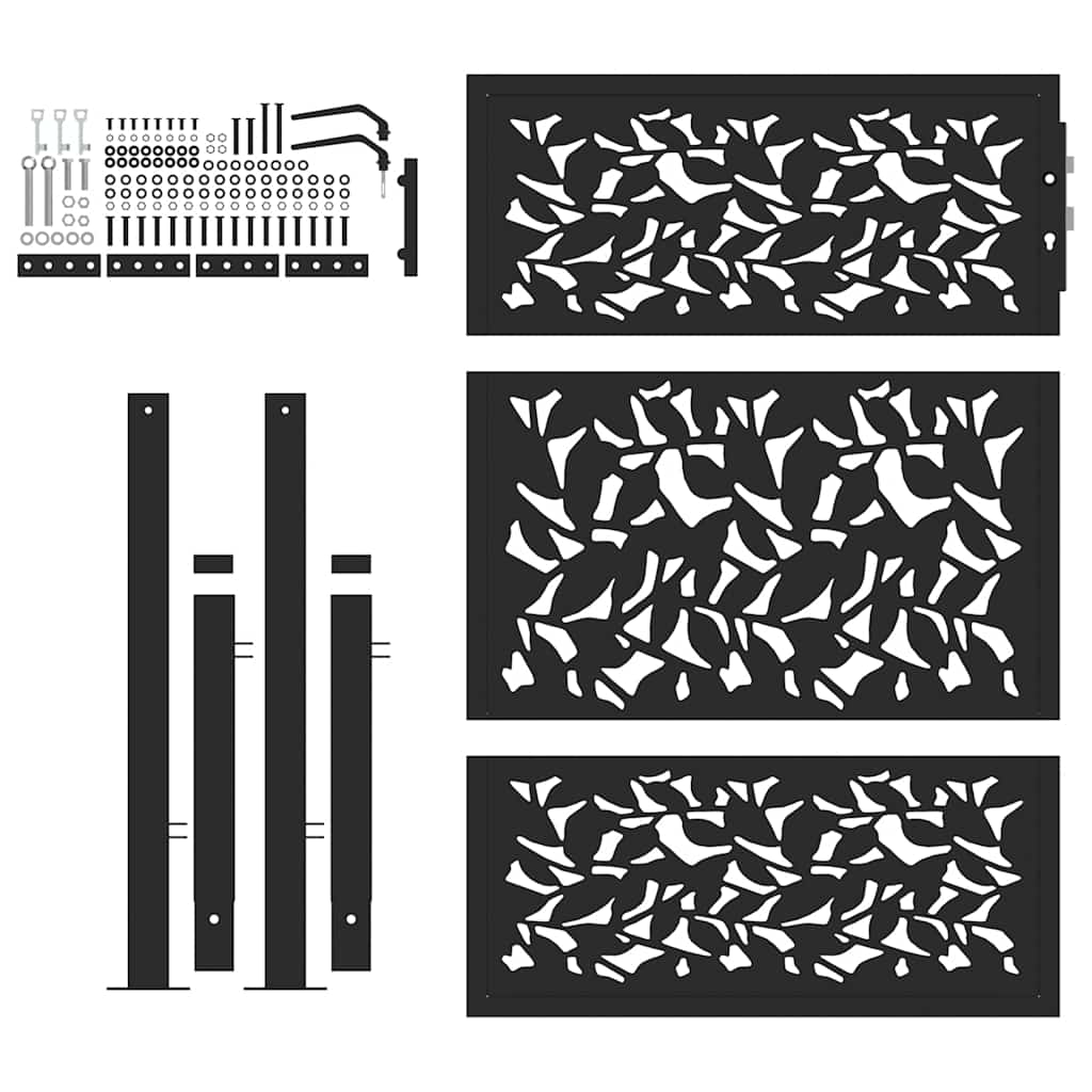 Gartentor Schwarz 105 x 130 cm Stahlblatt-Design