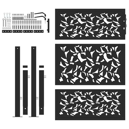 Gartentor Schwarz 105 x 130 cm Stahlblatt-Design
