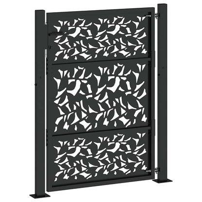 Gartentor Schwarz 105 x 130 cm Stahlblatt-Design