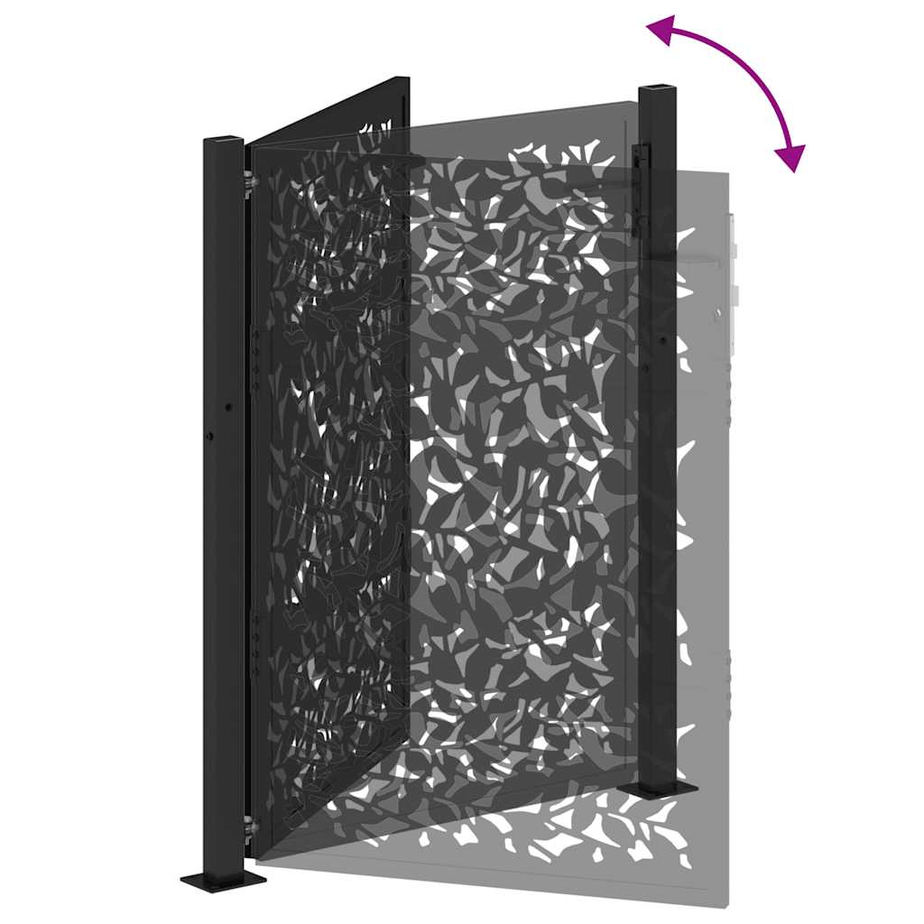 Gartentor Schwarz 105 x 130 cm Stahlblatt-Design