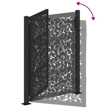 Gartentor Schwarz 105 x 130 cm Stahlblatt-Design