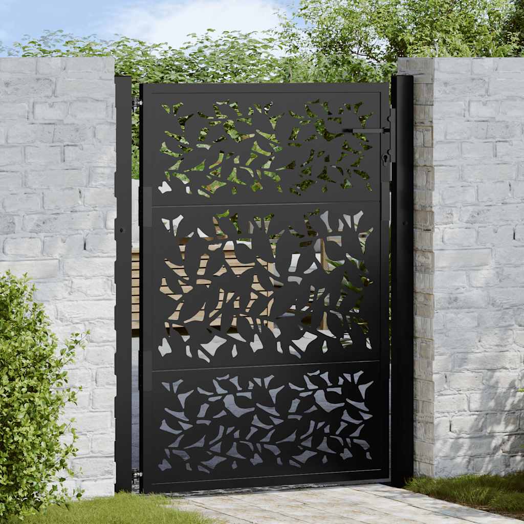 Gartentor Schwarz 105 x 130 cm Stahlblatt-Design