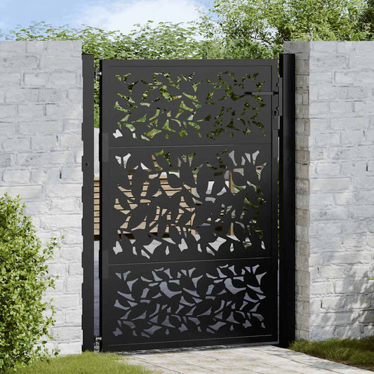 Gartentor Schwarz 105 x 130 cm Stahlblatt-Design