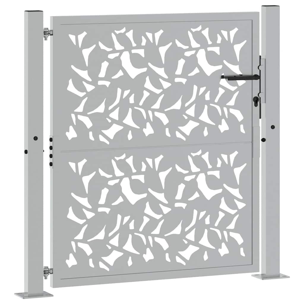 Gartentor 105 x 105 cm Wetterfester Stahl Blattdesign