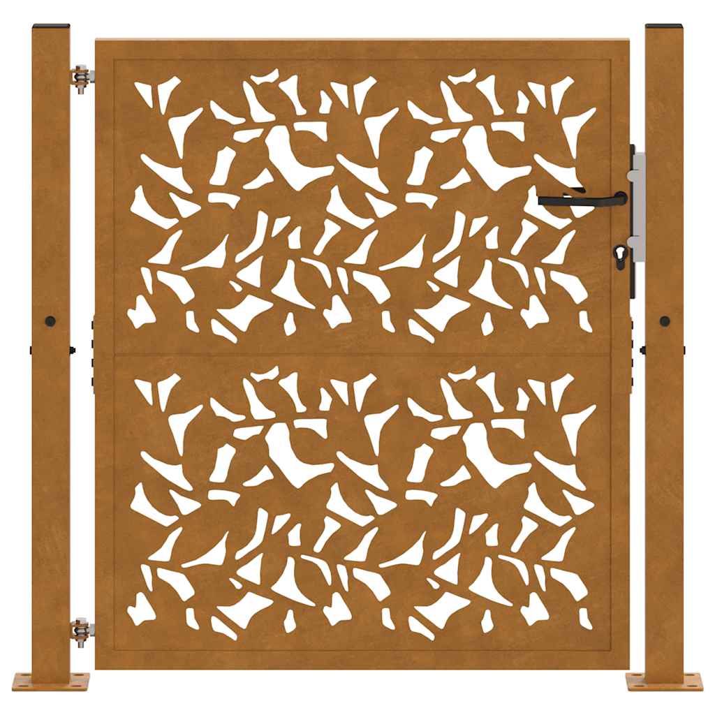 Gartentor 105 x 105 cm Wetterfester Stahl Blattdesign