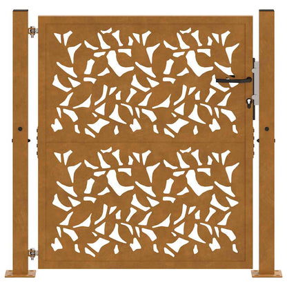 Gartentor 105 x 105 cm Wetterfester Stahl Blattdesign