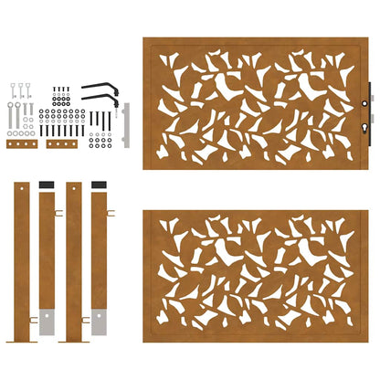Gartentor 105 x 105 cm Wetterfester Stahl Blattdesign