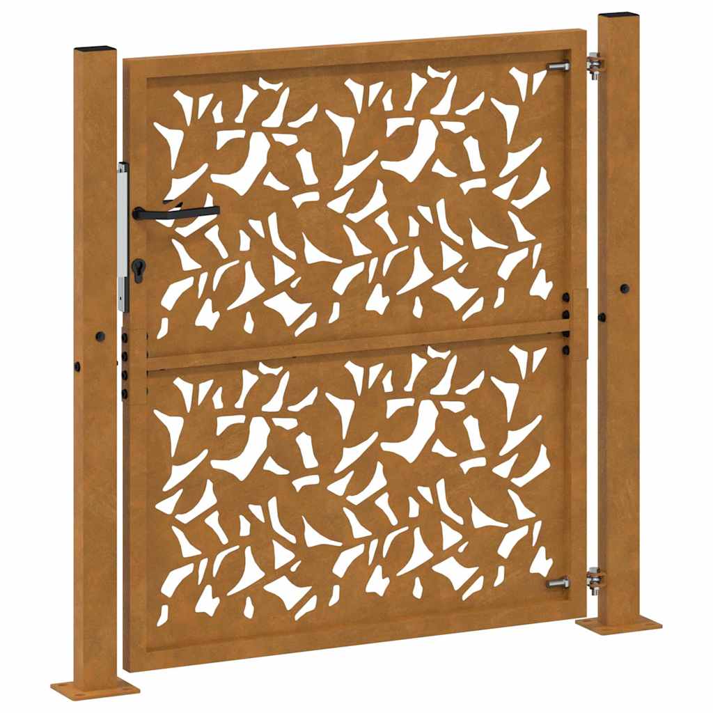 Gartentor 105 x 105 cm Wetterfester Stahl Blattdesign