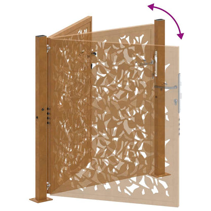 Gartentor 105 x 105 cm Wetterfester Stahl Blattdesign