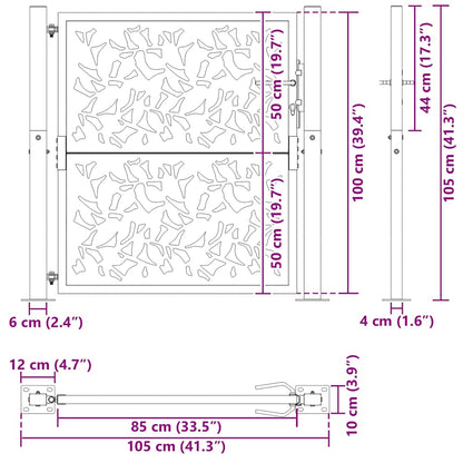 Gartentor 105 x 105 cm Wetterfester Stahl Blattdesign