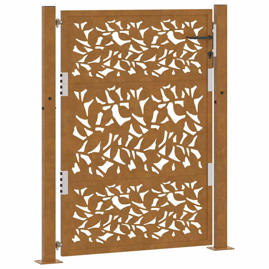 Gartentor 105x130 cm Wetterfester Stahl Blatt-Design