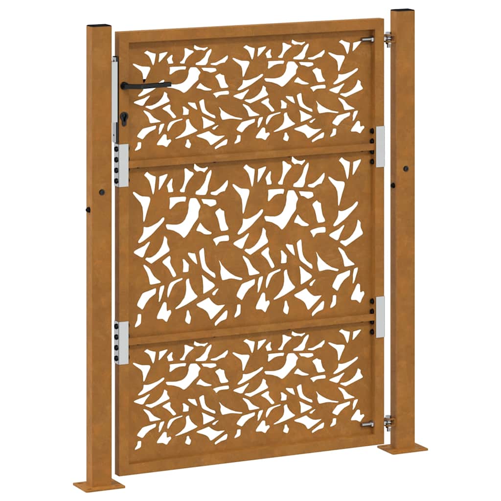 Gartentor 105x130 cm Wetterfester Stahl Blatt-Design