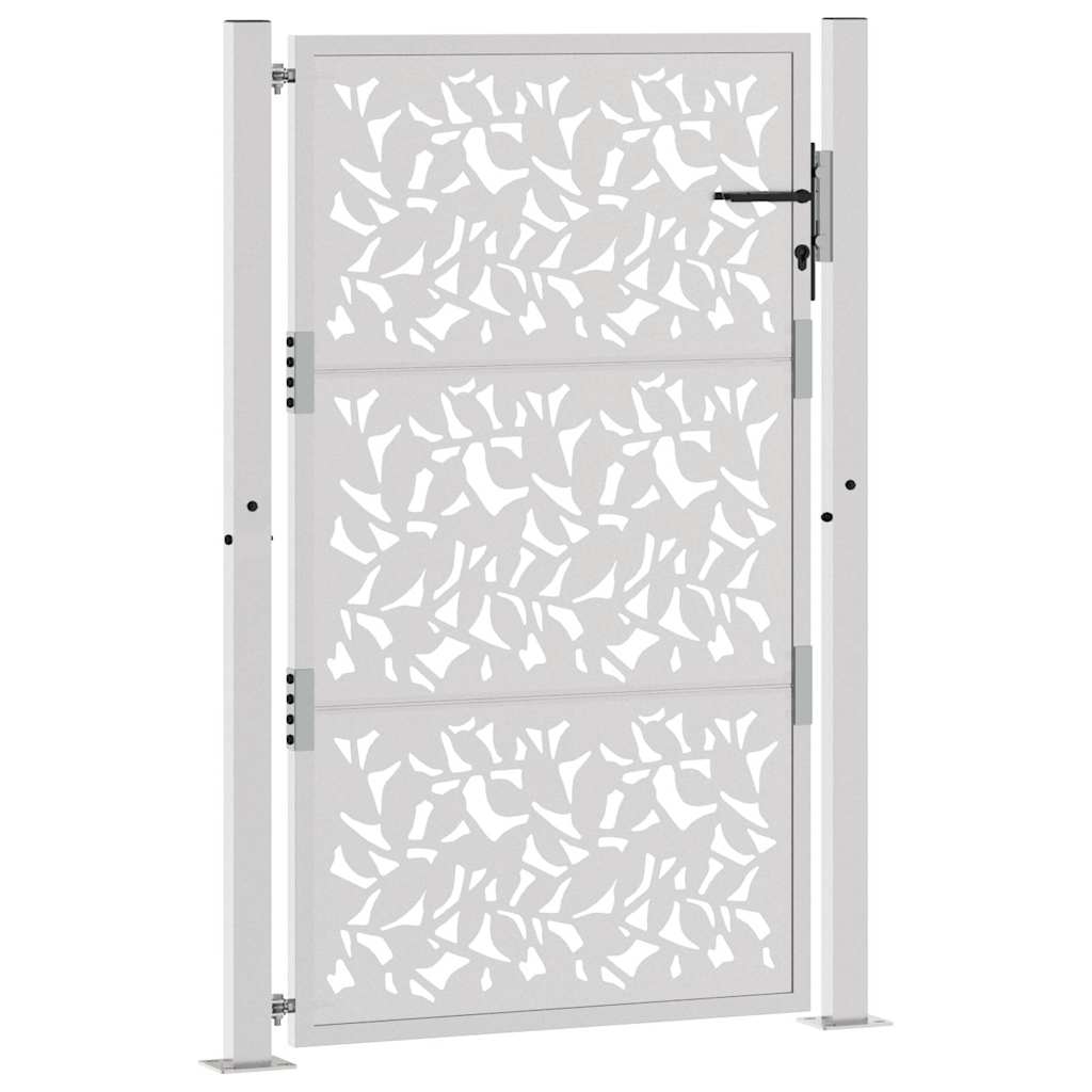 Gartentor 105x155 cm Wetterfester Stahl Blatt-Design