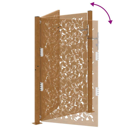 Gartentor 105x155 cm Wetterfester Stahl Blatt-Design
