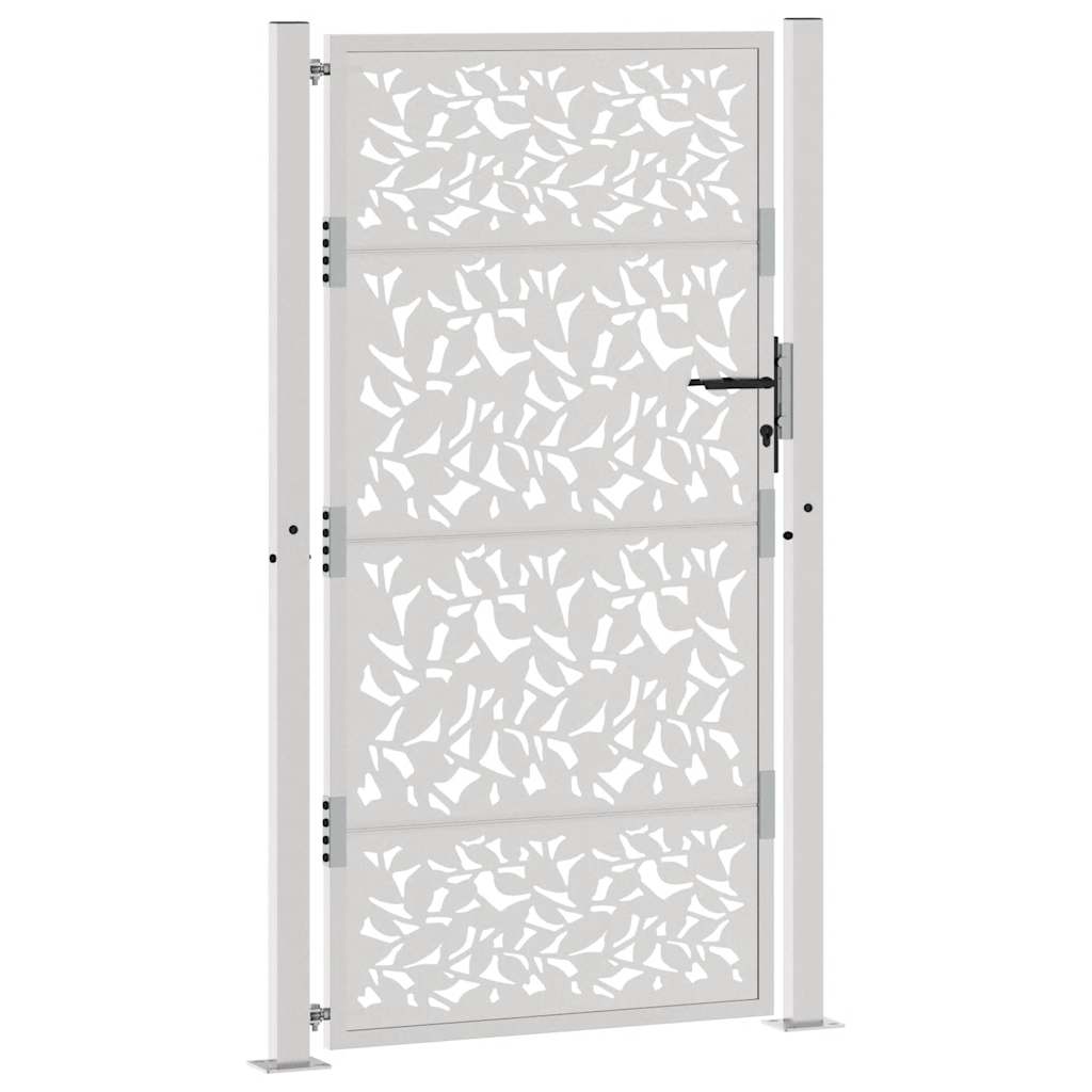 Gartentor 105x180 cm Wetterfester Stahl Blatt-Design