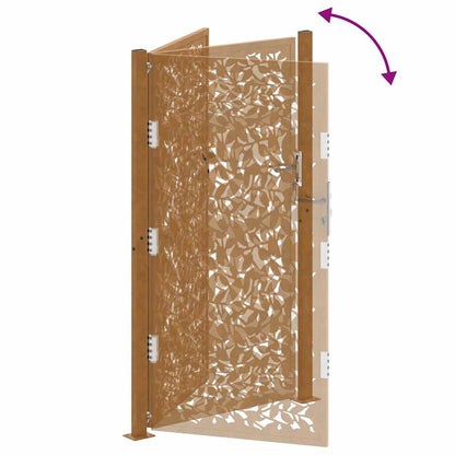 Gartentor 105x180 cm Wetterfester Stahl Blatt-Design