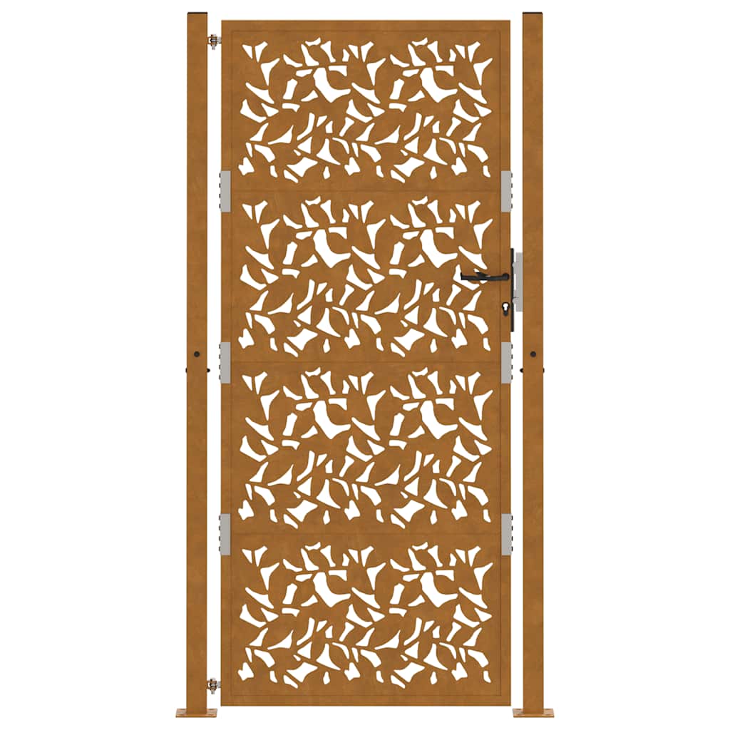 Gartentor 105x205 cm Wetterfester Stahl Blatt-Design