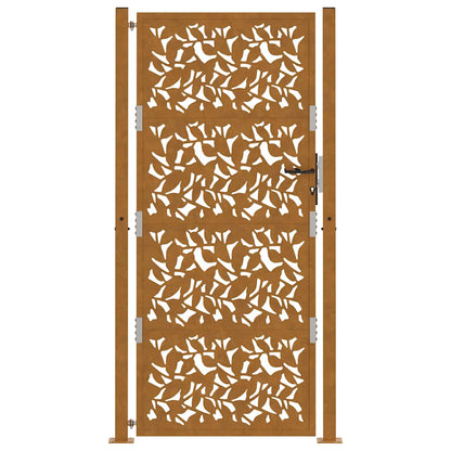 Gartentor 105x205 cm Wetterfester Stahl Blatt-Design
