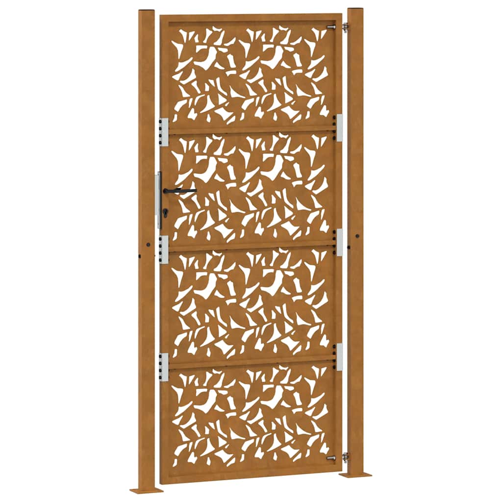 Gartentor 105x205 cm Wetterfester Stahl Blatt-Design