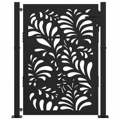 Gartentor Schwarz 105x130 cm Stahl Wellen-Design