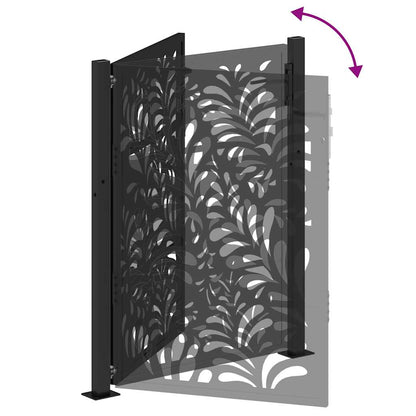 Gartentor Schwarz 105x130 cm Stahl Wellen-Design
