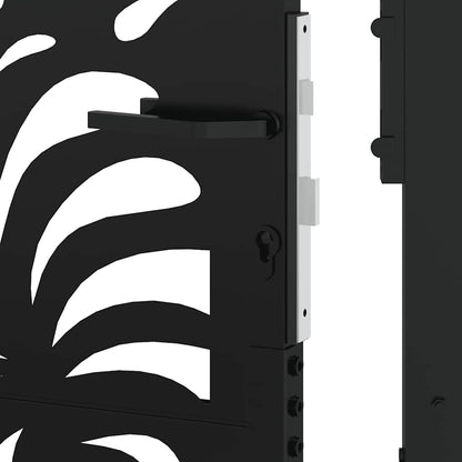 Gartentor Schwarz 105x130 cm Stahl Wellen-Design
