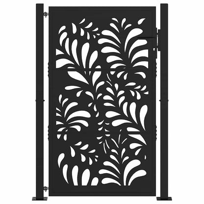 Gartentor Schwarz 105x155 cm Stahl Wellen-Design