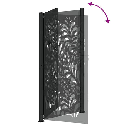 Gartentor Schwarz 105x205 cm Stahl Wellen-Design