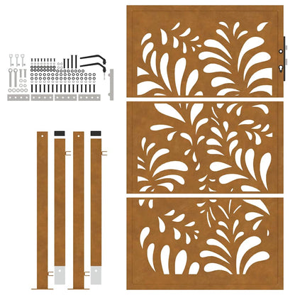 Gartentor 105x155 cm Wetterfester Stahl Wellen-Design