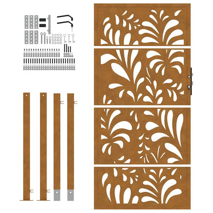 Gartentor 105x180 cm Wetterfester Stahl Wellen-Design