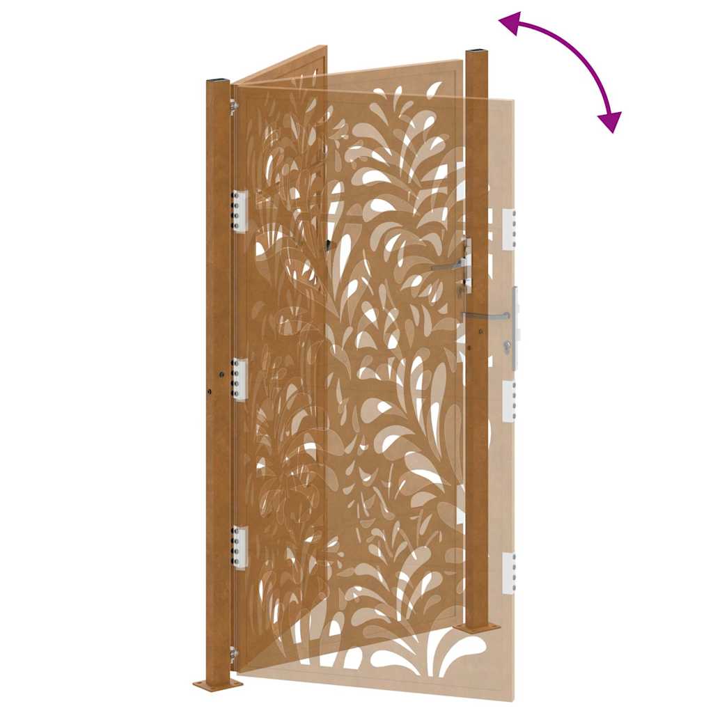 Gartentor 105x180 cm Wetterfester Stahl Wellen-Design
