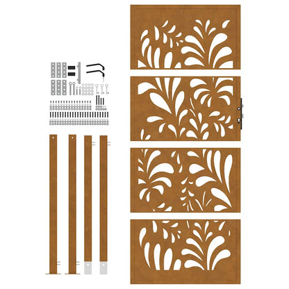 Gartentor 105x205 cm Wetterfester Stahl Wellen-Design