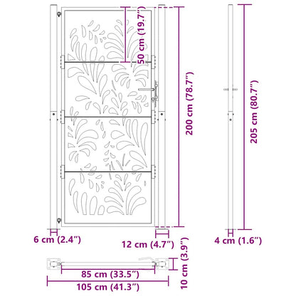 Gartentor 105x205 cm Wetterfester Stahl Wellen-Design