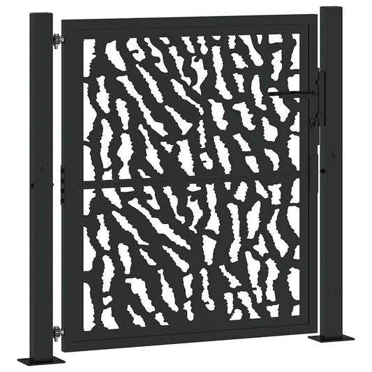Gartentor Schwarz 105x106 cm Stahl Spurendesign
