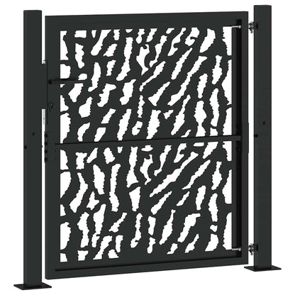 Gartentor Schwarz 105x106 cm Stahl Spurendesign