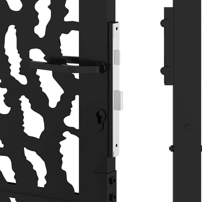 Gartentor Schwarz 105x106 cm Stahl Spurendesign
