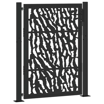 Gartentor Schwarz 105x130 cm Stahl Spurendesign
