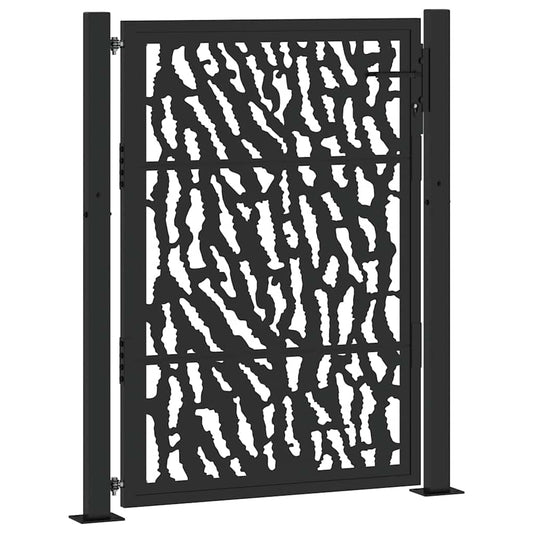 Gartentor Schwarz 105x130 cm Stahl Spurendesign