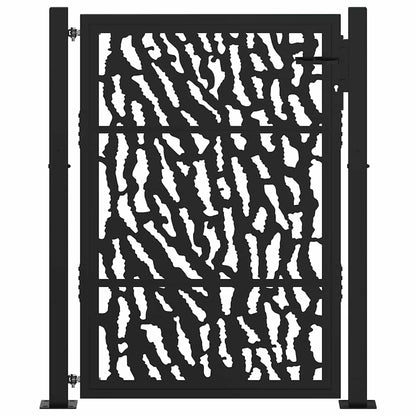 Gartentor Schwarz 105x130 cm Stahl Spurendesign