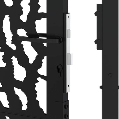 Gartentor Schwarz 105x130 cm Stahl Spurendesign