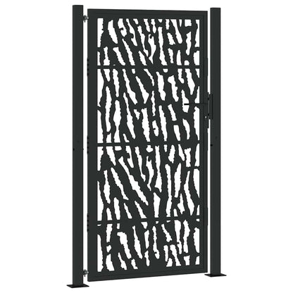 Gartentor Schwarz 105x180 cm Stahl Spurendesign