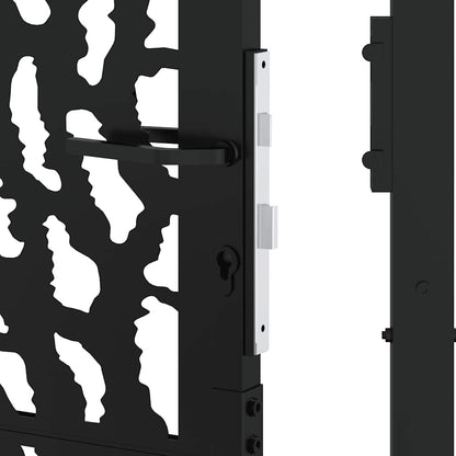 Gartentor Schwarz 105x205 cm Stahl Spurendesign