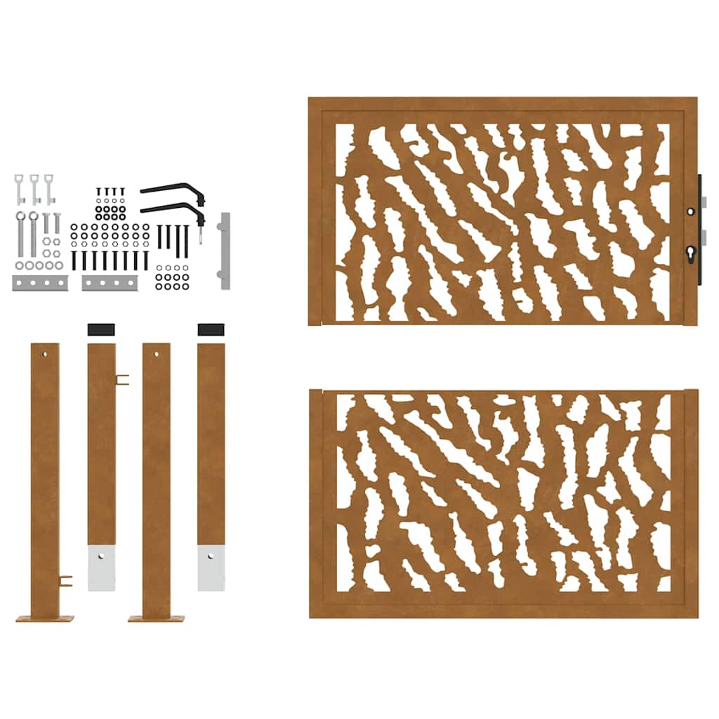 Gartentor 105 x 105 cm Verwitterungsstahl Trace-Design