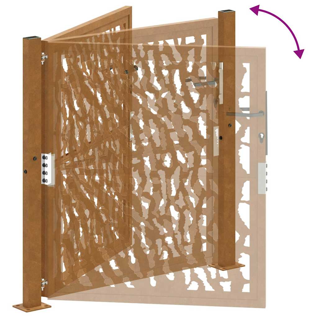 Gartentor 105 x 105 cm Verwitterungsstahl Trace-Design