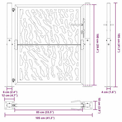 Gartentor 105 x 105 cm Verwitterungsstahl Trace-Design