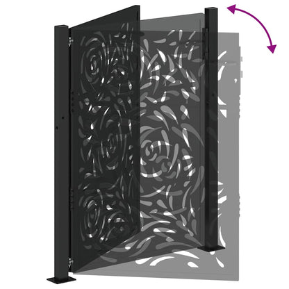 Gartentor Schwarz 105x130 cm Stahl Flammen-Design