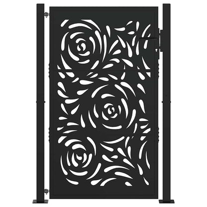Gartentor Schwarz 105x155 cm Stahl Flammen-Design
